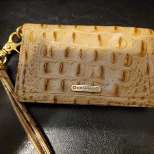 Brahman Leather Clutch Wristlet Cream/Brown